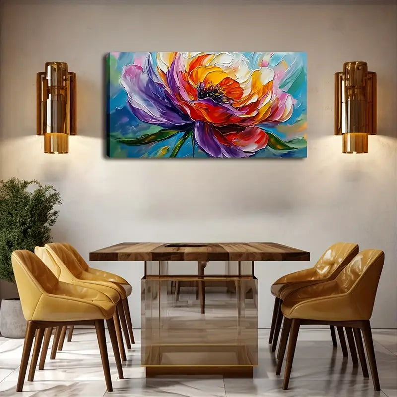 Vibrant Colorful Flower Wall Art Canvas Office Home Room Framed 120x60cm