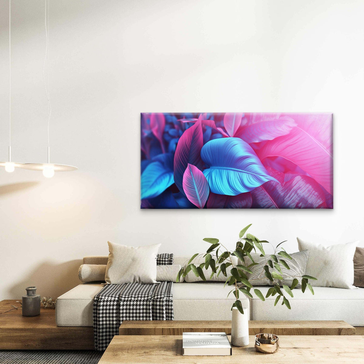 Tropical Leaves Wall Art Canvas Office Home Room Framed 120x60cm