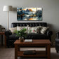 Sunset Lake Rustic Forest Lodge Wall Art canvas office home room framed 120x60cm