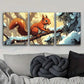 3pcs Rustic Wooden Festive Squirrel on Branch Metal Print Ready to Hang Art