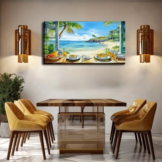 3pcs, Seaside Holiday And Food Wall Art Set Canvas Framed 40x60cm - High Quality Print 100% Australian Made Wall Canvas Ready to Hang