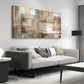 Vintage Brown White Grey Wall Art canvas office home room framed 120x60cm