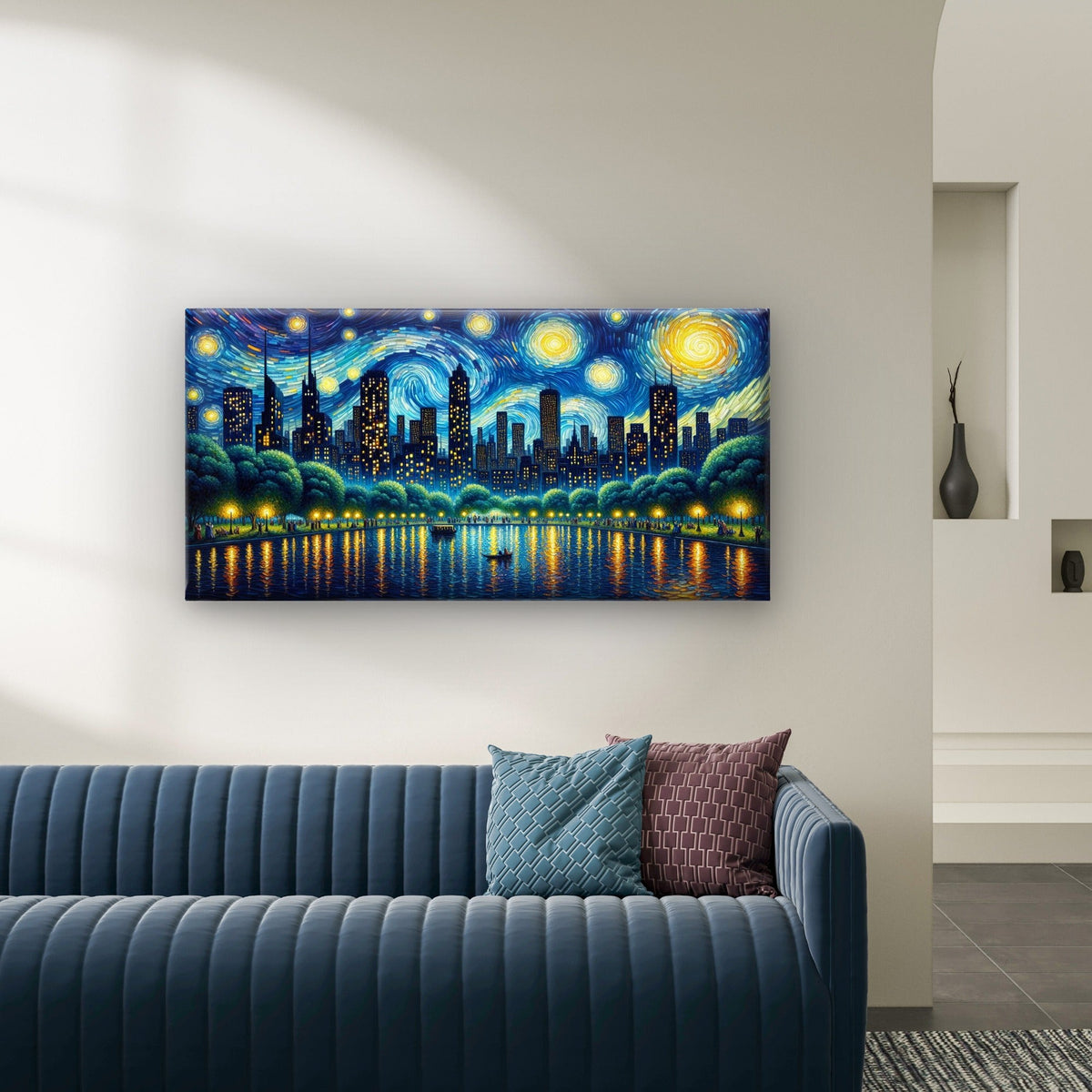 Van Gogh Style Cityscape Wall Art Canvas Office Home Room Framed 120x60cm