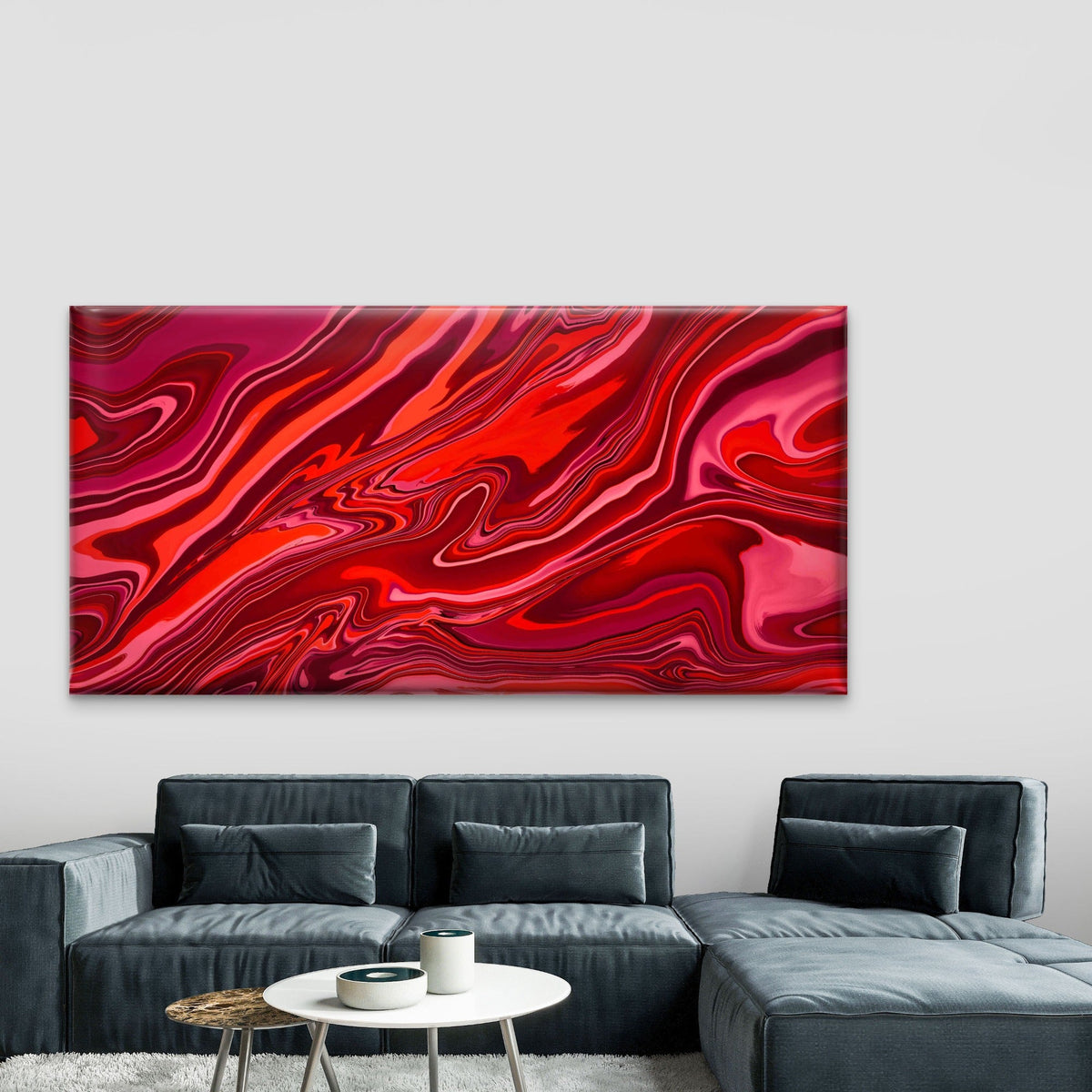 Red Marble Texture Background Wall Art Canvas Office Home Room Framed 120x60cm