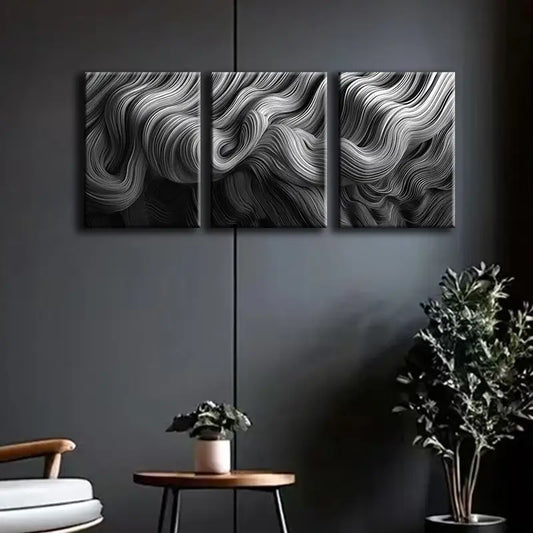 3pcs Ocean Abstract Metal Print Ready to Hang Art