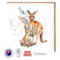 Kangaroo & Joey Watercolor Greeting Card - The Creatures Set - 10 Pcs