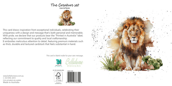 Lion & Plants Greeting Card - The Creatures Set - 10 Pcs