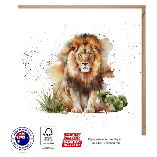 Lion & Plants Greeting Card - The Creatures Set - 10 Pcs