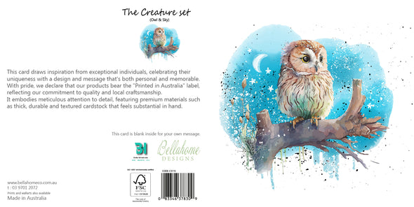 Owl & Sky Greeting Card - The Creatures Set - 10 Pcs