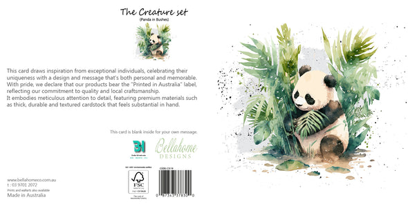 Panda in Bushes Greeting Card - The Creatures Set - 10 Pcs