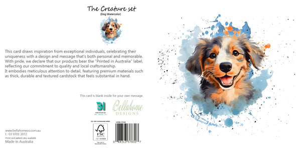 Dog Watercolor Greeting Card - The Creatures Set - 10 Pcs