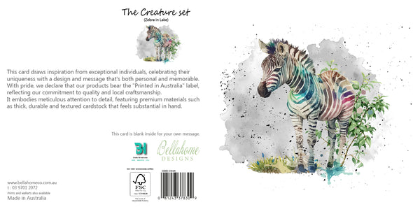 Zebra in Lake Greeting Card - The Creatures Set - 10 Pcs