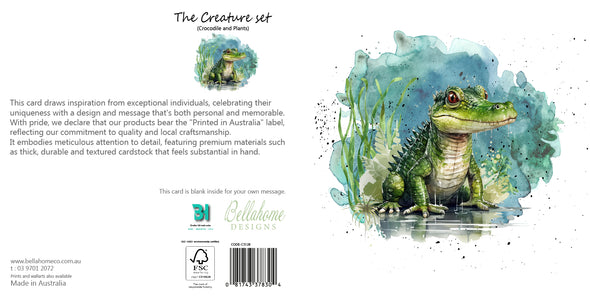 Crocodile and Plants Greeting Card - The Creatures Set - 10 Pcs