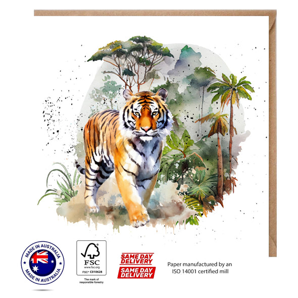 Tiger in Forest Greeting Card - The Creatures Set - 10 Pcs