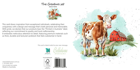 Cow in Farm Greeting Card - The Creatures Set - 10 Pcs