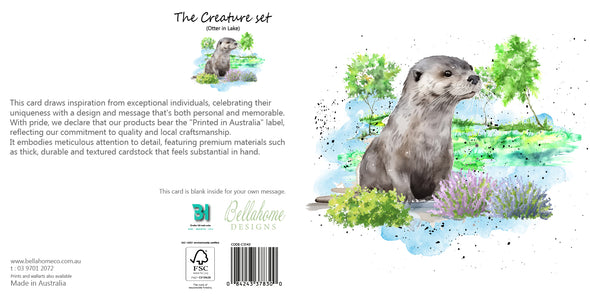 Otter in Lake Greeting Card - The Creatures Set - 10 Pcs