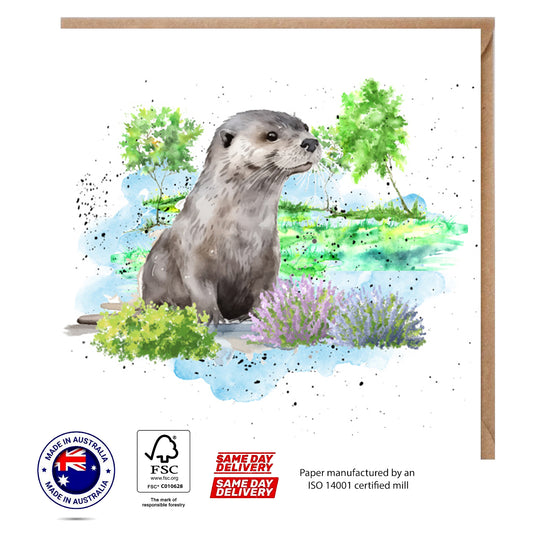 Otter in Lake Greeting Card - The Creatures Set - 10 Pcs