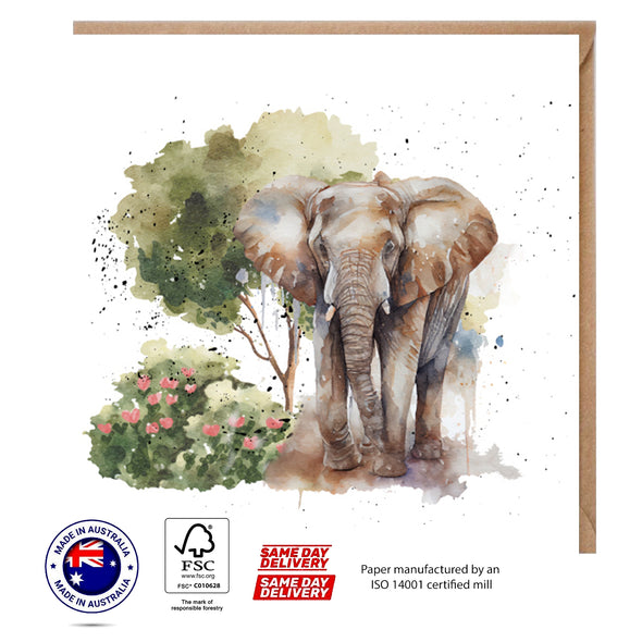 Wild Elephant in Forest Greeting Card - The Creatures Set - 10 Pcs