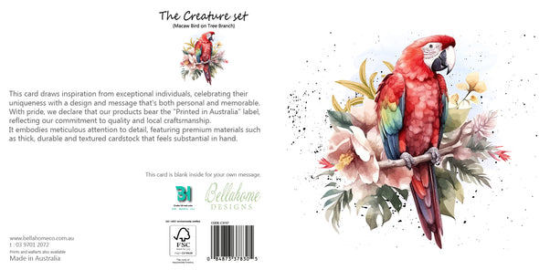 Macaw Bird Greeting Card - The Creatures Set - 10 Pcs