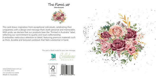 Rose Bouquet Greeting Card - The Floral Set - 10 Pcs