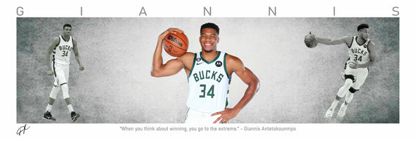 Giannis Antetokounmpo Basketball Panorama Stretched Canvas Wall Art wall art