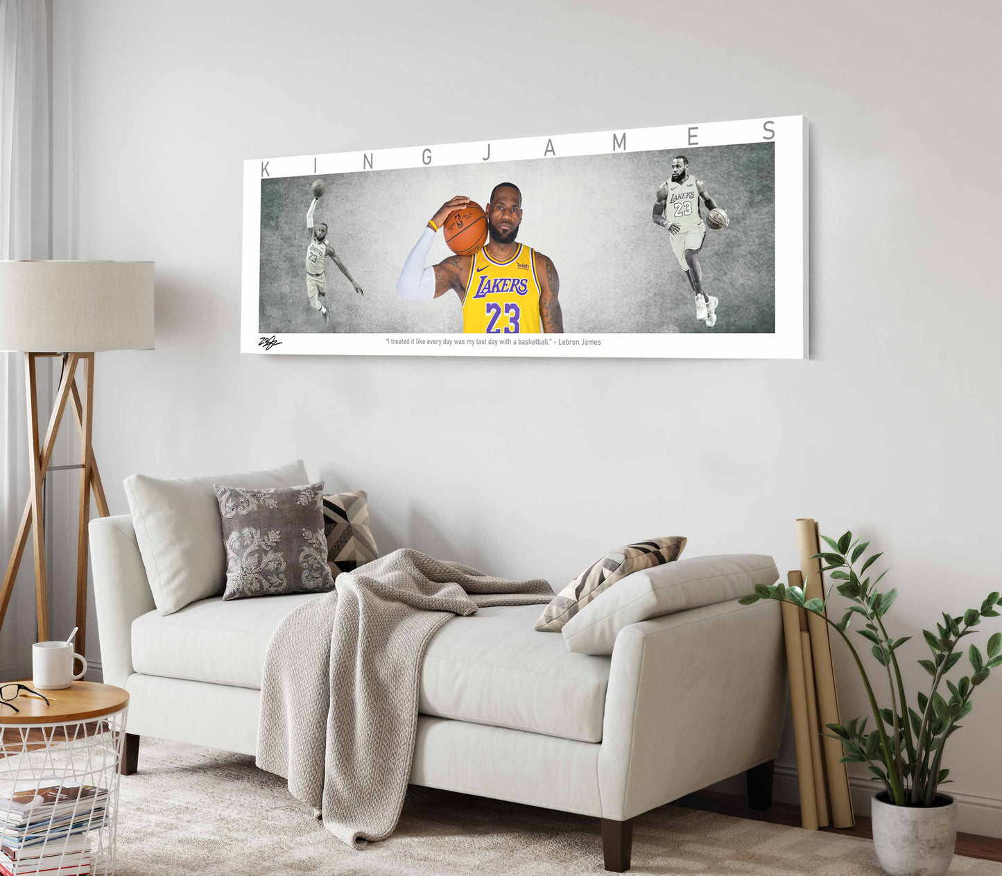 LeBron James Basketball Panorama Stretched Canvas Wall Art wall art