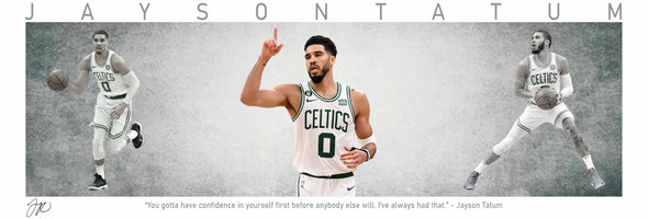 Jayson Tatum Basketball Panorama Stretched Canvas Wall Art wall art