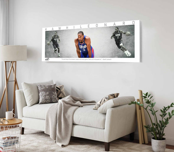 Kawhi Leonard Basketball Panorama Stretched Canvas Wall Art wall art