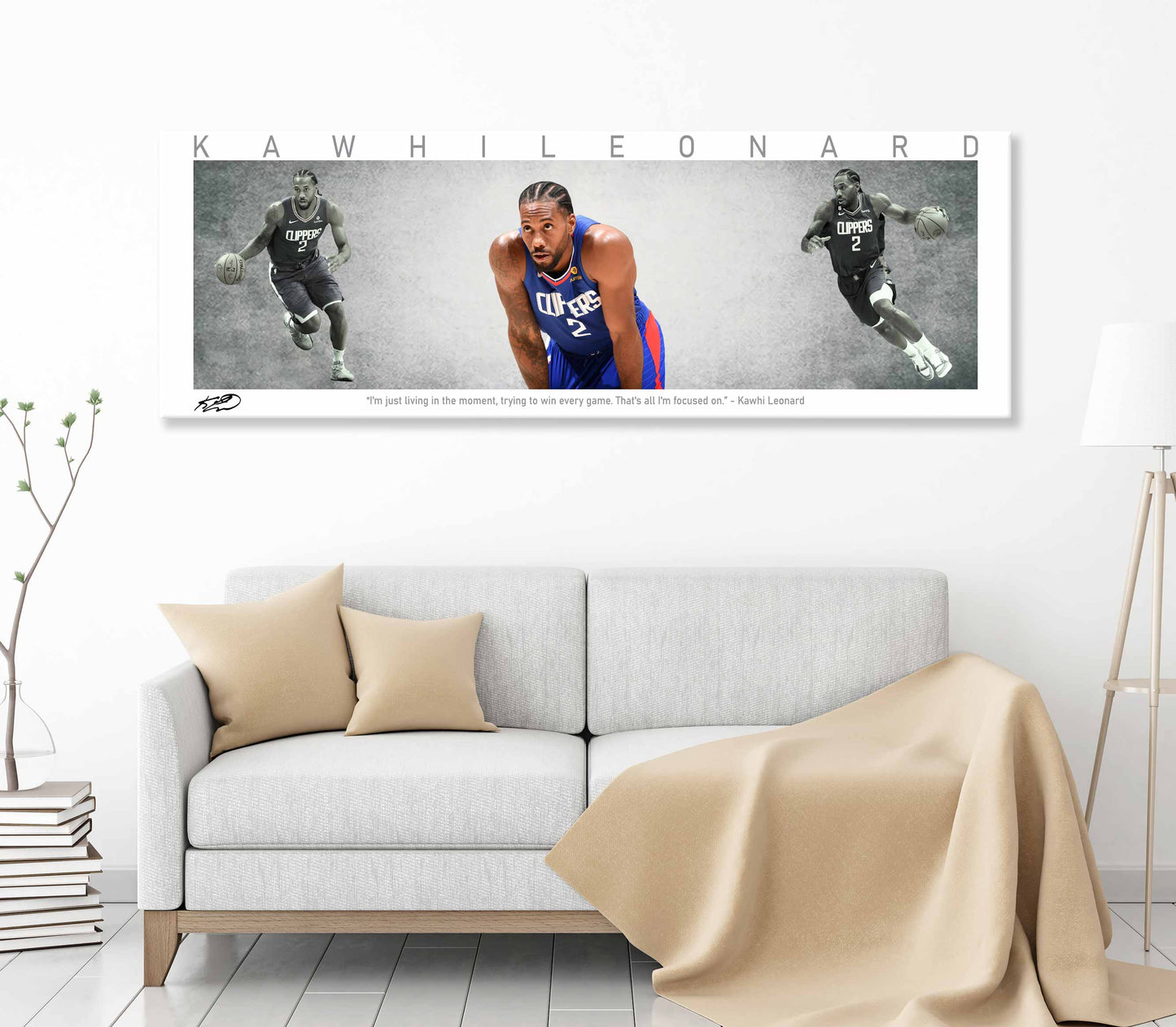 Kawhi Leonard Basketball Panorama Stretched Canvas Wall Art wall art