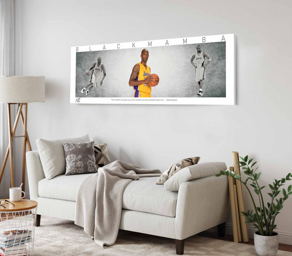 Kobe Bryant Basketball Panorama Stretched Canvas Wall Art wall art