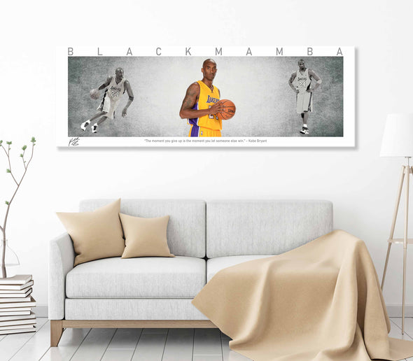 Kobe Bryant Basketball Panorama Stretched Canvas Wall Art wall art