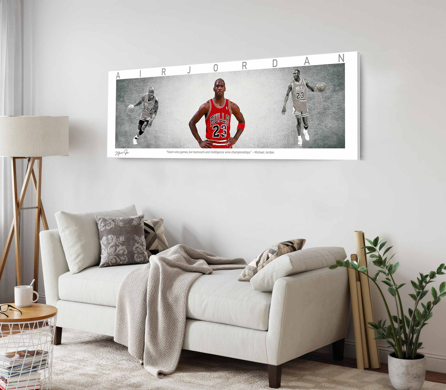 Michael Jordan Basketball Panorama Stretched Canvas Wall Art wall art