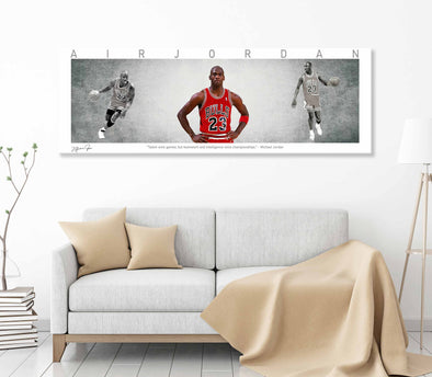 Michael Jordan Basketball Panorama Stretched Canvas Wall Art wall art