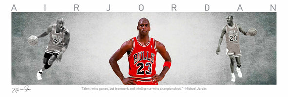 Michael Jordan Basketball Panorama Stretched Canvas Wall Art wall art