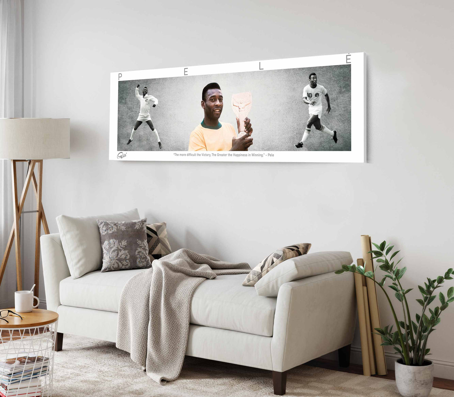 Pelé Football Panorama Stretched Canvas Wall Art wall art