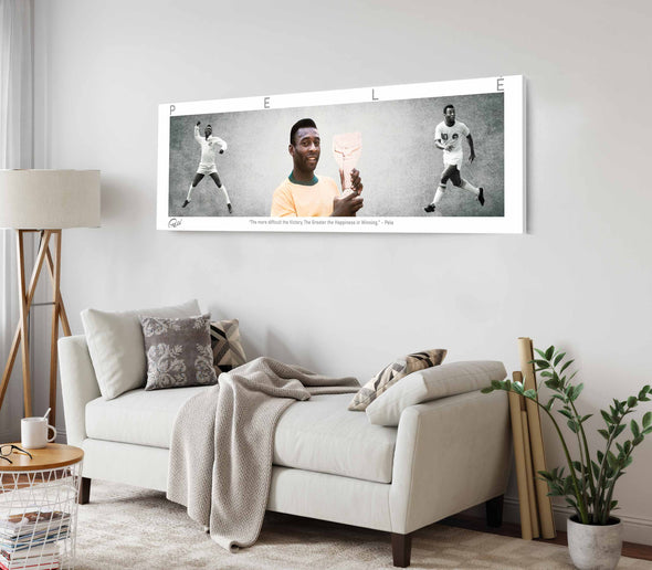 Pelé Football Panorama Stretched Canvas Wall Art wall art