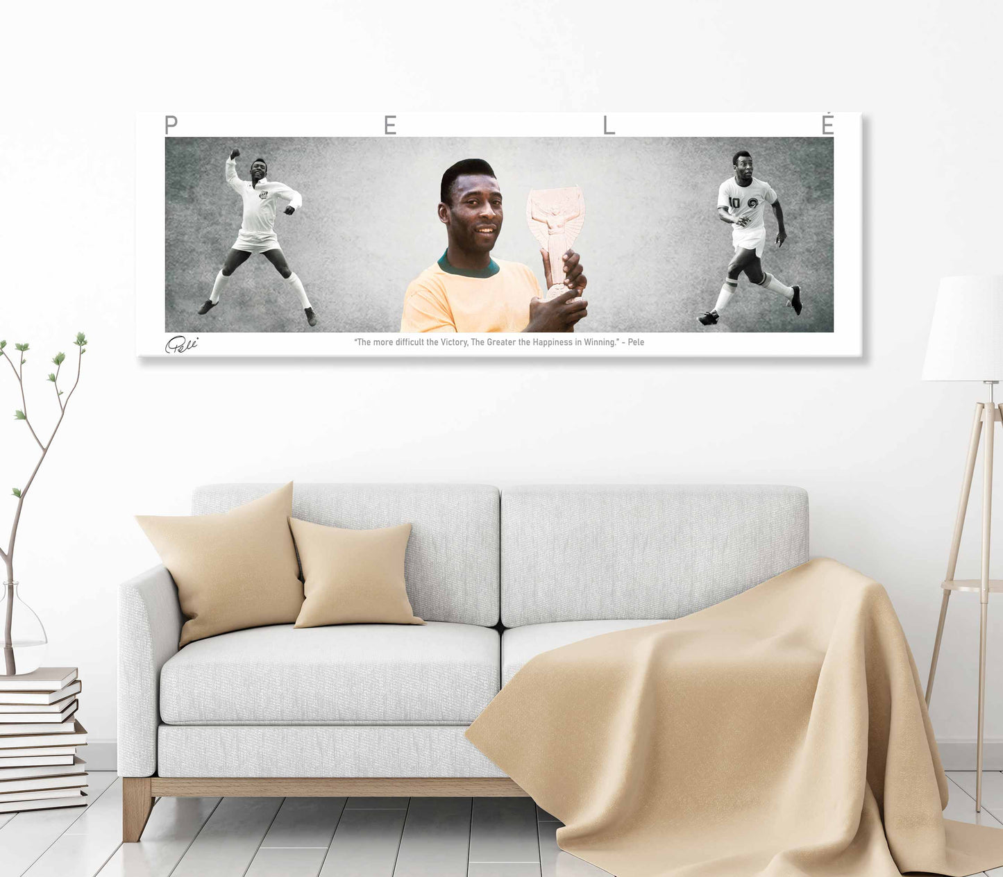 Pelé Football Panorama Stretched Canvas Wall Art wall art