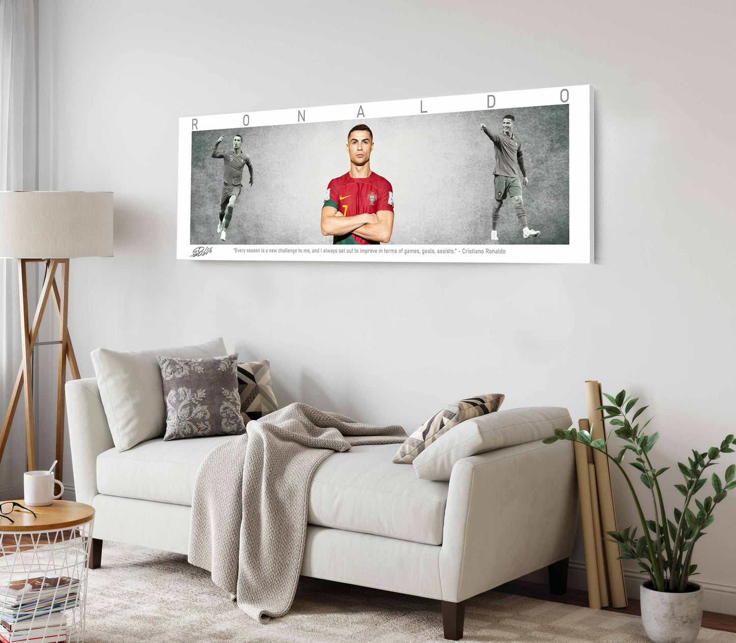 Cristiano Ronaldo Football Panorama Stretched Canvas Wall Art wall art