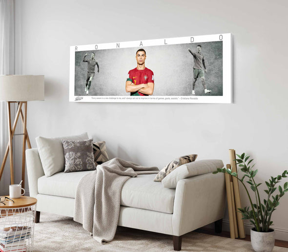 Cristiano Ronaldo Football Panorama Stretched Canvas Wall Art wall art