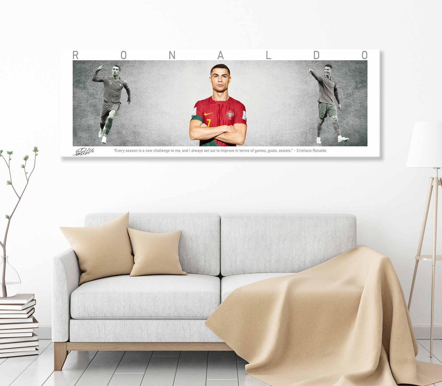 Cristiano Ronaldo Football Panorama Stretched Canvas Wall Art wall art