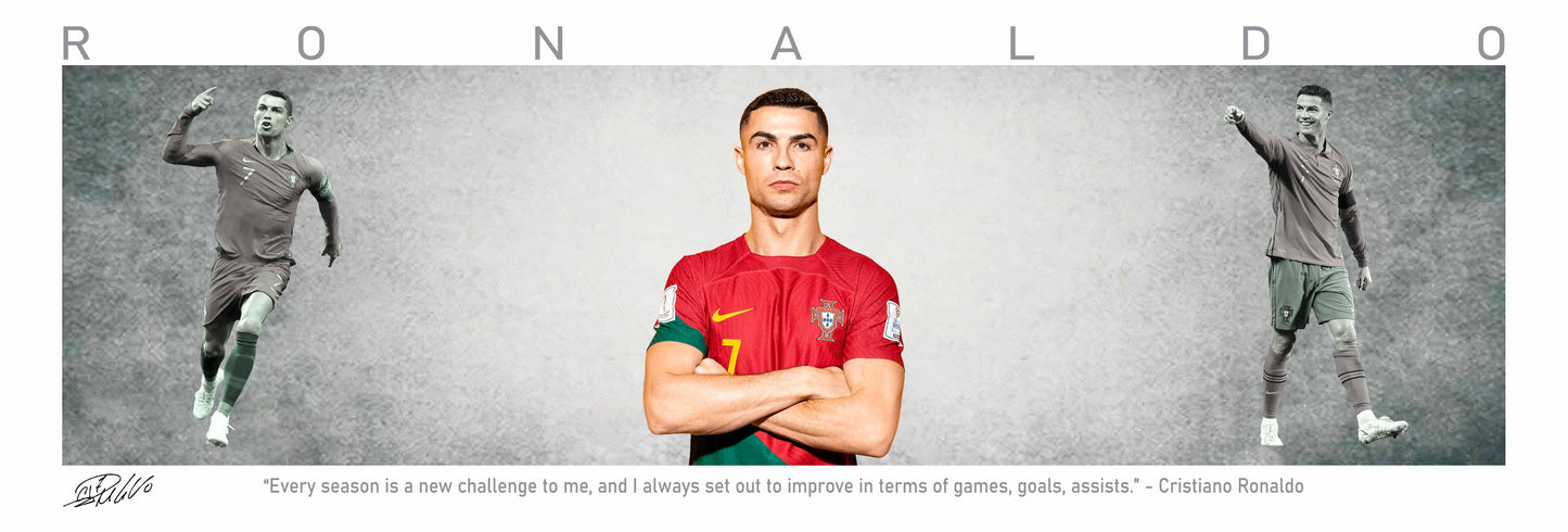 Cristiano Ronaldo Football Panorama Stretched Canvas Wall Art wall art