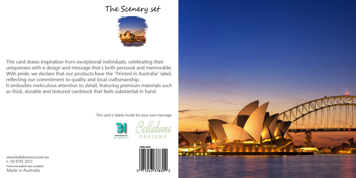 Opera House Sunset View Greeting Card - The Scenery Set - 10 Pcs