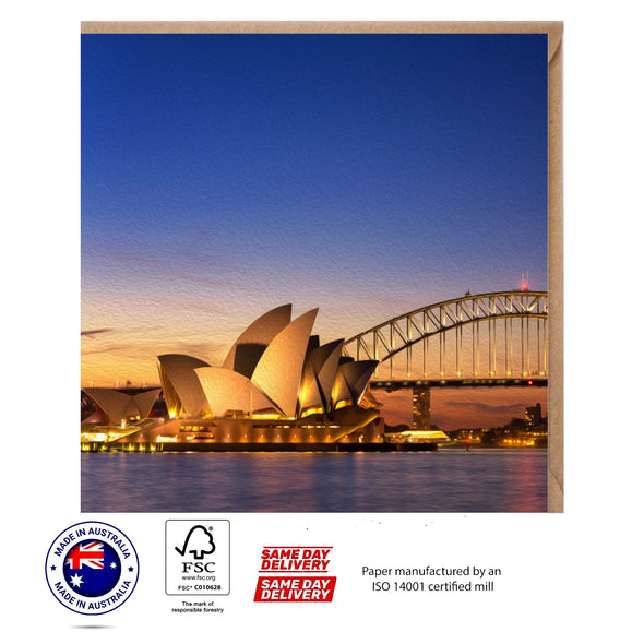 Opera House Sunset View Greeting Card - The Scenery Set - 10 Pcs