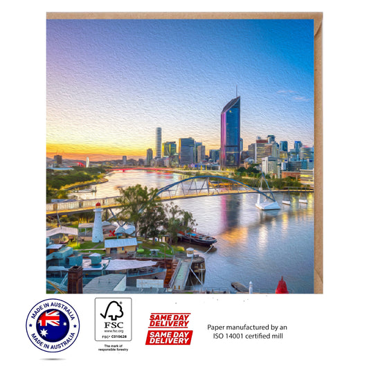 Brisbane City Skyline Greeting Card - The Scenery Set - 10 Pcs