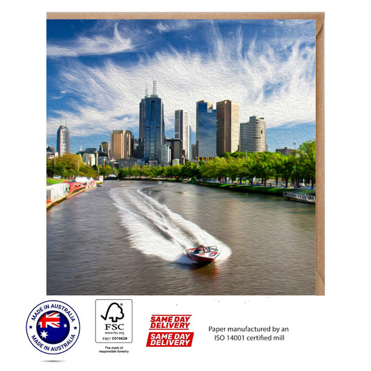 Yarra River and Melbourne Skyline Greeting Card - The Scenery Set - 10 Pcs