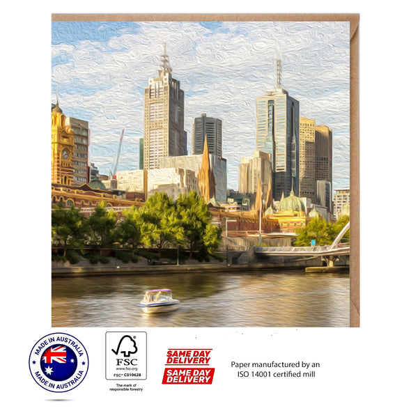 Melbourne Skyline & Yarra River Greeting Card - The Scenery Set - 10 Pcs