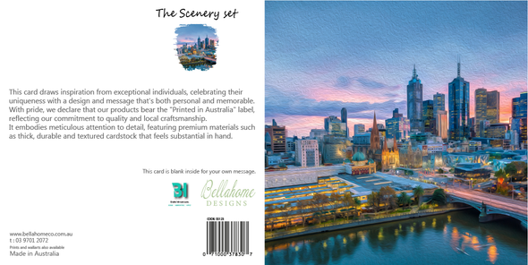 Melbourne City Skyline at Twilight Greeting Card - The Scenery Set - 10 Pcs