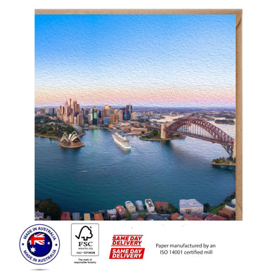 Sunrise at Sydney City Skyline Greeting Card - The Scenery Set - 10 Pcs