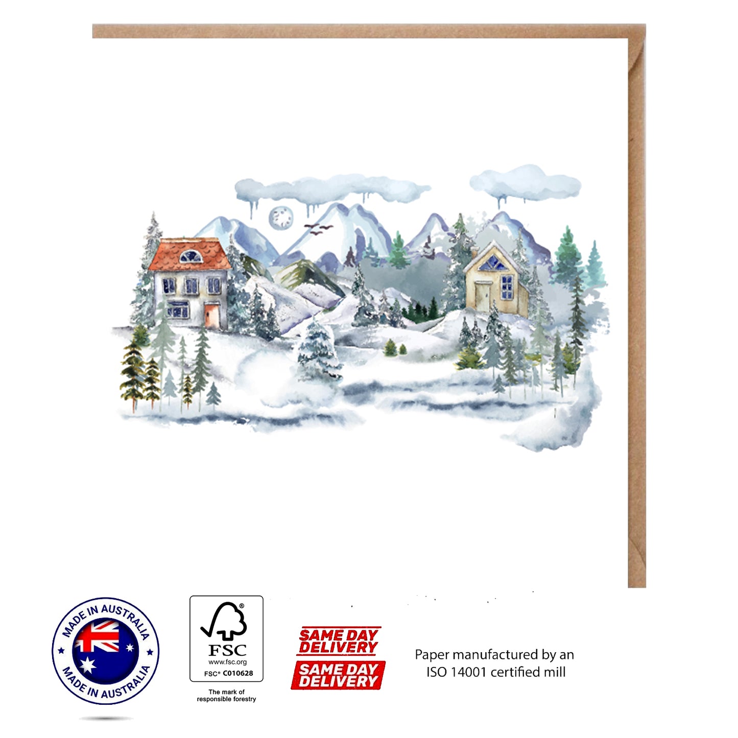 Snowy Village Greeting Card - The Scenery Set - 10 Pcs