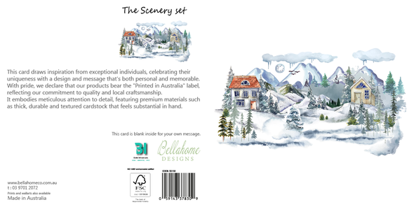 Snowy Village Greeting Card - The Scenery Set - 10 Pcs